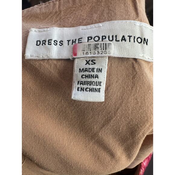 Dress the Population Floral Plisse Maxi Dress XS Metallic Goddess Slip Gown $268 - Picture 13 of 15